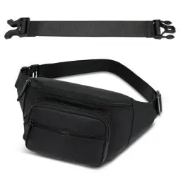 Produktbild: Bauchtasche Gürteltasche Wasserdicht für Herren Damen mit Einem 30 cm Verlängerten Gürtel Großem Fassungsvermögen Hüfttasche für Reise Camping Hundespaziergänge und Outdoor-Aktivitäten (Schwarz)