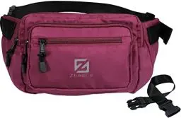 Produktbild: Bauchtasche Gürteltasche für Damen und Herren Hüfttasche Wasserdicht mit Verstellbarem Schnallenriemen für Hundespaziergang Laufen Wandern Joggen - Fuchsie