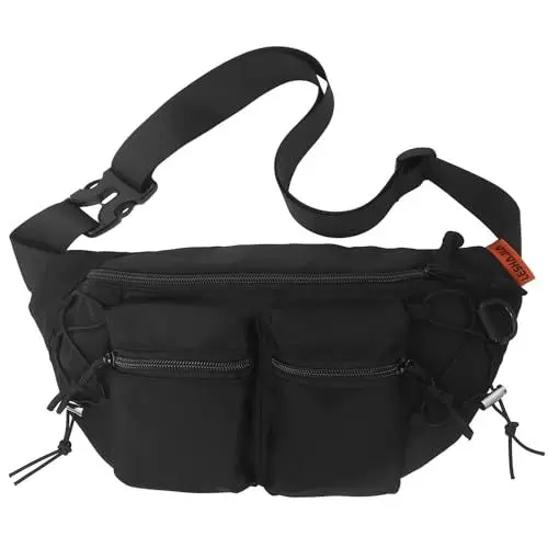 Produktbild: Bauchtasche Hüfttasche für Herren und Damen,Große Kapazitä Rucksack Brusttasche wasserdicht verstellbar für Radfahren Fitnessstudio Spaziergang Klettern Reisen Wandern Urlaub (Schwarz)