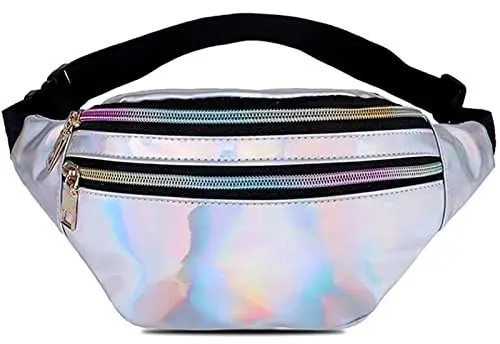 Produktbild: Bauchtasche Mode Damen, Glitzer Gürteltasche Verstellbarer Hüfttasche Schultertasche Smartphone Tasche Wasserdicht Crossbody Bag Umhängetasche für Party Festival Sport Outdoor Travel Silver