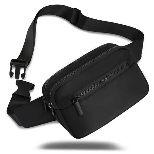Produktbild: Bauchtasche für Damen Herren Wasserdicht Gürteltasche mit 4 Reißverschluss Taschen und Verstellbarer Gürtel Mode Hüfttaschen für Outdoor Sport Reise Fahrrad Running Wandern Camping Hundetraining