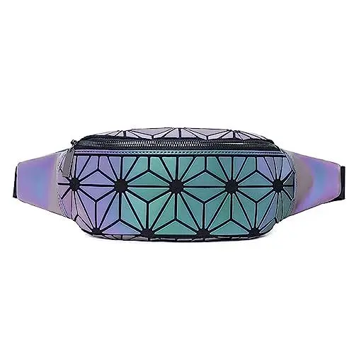Produktbild: Bauchtaschen für Damen Herren, geometrische leuchtende holografische reflektierende Hüfttasche für Reisen, Festival, Sport