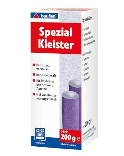 Produktbild: Baufan Spezialkleister - 200g I kunstharzverstärkter Tapetenkleister mit hoher Klebkraft für Rauhfaser und schwere Tapeten I transparenter Kleister
