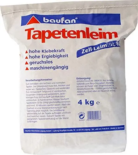 Produktbild: Baufan Tapetenleim - 4kg I Geruchloser, universell einsetzbarer Zell-Leim zum Kleben von leichten und auch schweren Tapeten mit hoher Klebkraft