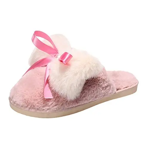 Produktbild: Baumwoll Pantoffeln Plüsch Hausschuhe Damen Pink Damenhausschuhe Hausschuhe Damen Gefüttert Slipper Rosa Damen Hausschuhe Winter Beige Hausschuhe Damen Pantoffeln Samt
