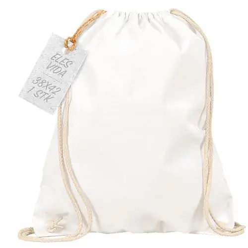 Produktbild: Baumwoll Turnbeutel 1 Stück 38 x 42 cm Sportbeutel Weiss - Rucksack Stofftasche Bag, Beutel, Baumwollbeutel, Jutebeutel Oeko-TEX® geprüft Stoffbeutel Damen & Herren, Kinder Gym Sack zum bemalen Weiss