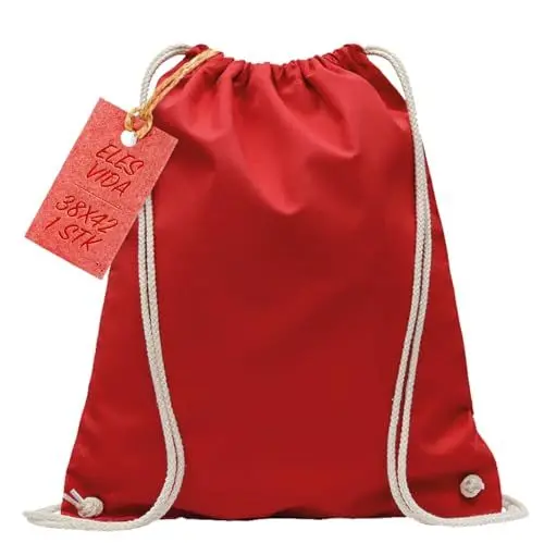 Produktbild: Baumwoll Turnbeutel 1 Stück 38 x 42 cm Sportbeutel - Rucksack Stofftasche Bag, Beutel, Baumwollbeutel, Jutebeutel OEKO-TEX® geprüft Stoffbeutel Damen & Herren, Kinder Gym Sack zum bemalen in Rot