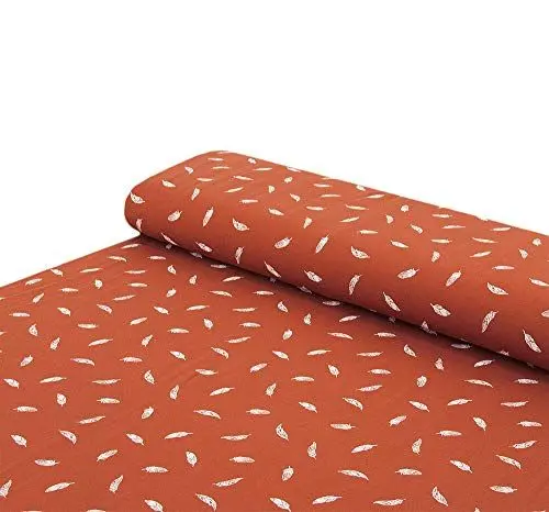 Produktbild: Baumwoll - Jersey Stoff Federn rost - Meterware ab 25 cm x 150 cm - Stoff zum Nähen