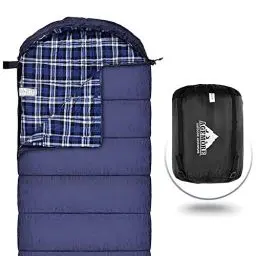 Produktbild: Baumwoll-Flanell-Schlafsack für Erwachsene, 100% Baumwollfutter-Schlafsack für Camping, Wandern, Rucksackreisen, leicht und tragbar, 3-4 Jahreszeiten bei warmem Wetter (Blau/Blau)