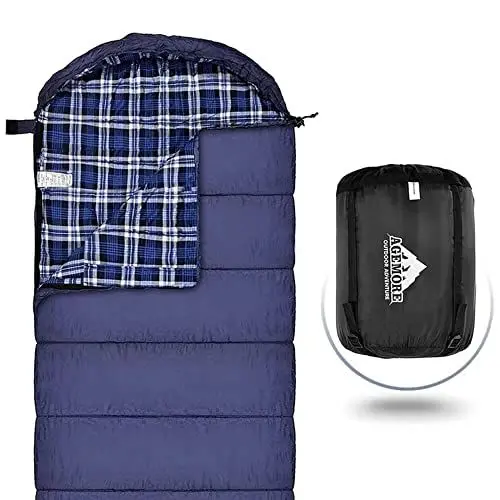 Produktbild: Baumwoll-Flanell-Schlafsack für Erwachsene, 100% Baumwollfutter-Schlafsack für Camping, Wandern, Rucksackreisen, leicht und tragbar, 3-4 Jahreszeiten bei warmem Wetter (Blau/Blau)