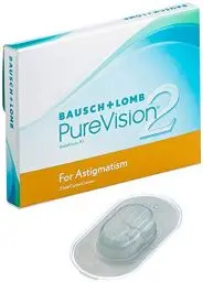 Produktbild: Bausch + Lomb PureVision2 for Astigmatism Monatslinsen, torische Kontaktlinsen, weich, 3 Stück BC 8.9 mm / DIA 14.5 / CYL -0.75 / Achse 10 / -2.75 Dioptrien
