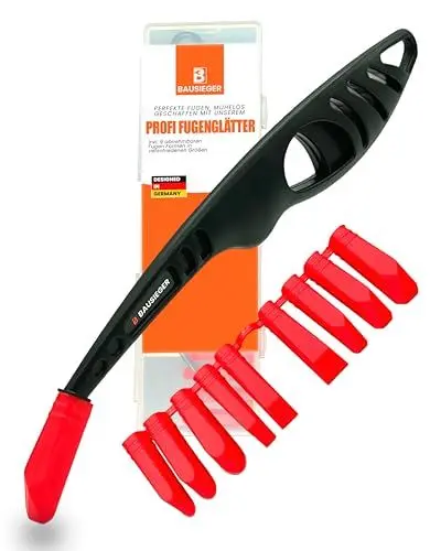 Produktbild: BAUSIEGER® Fugenglätter MULTITOOL - Silikonabzieher Fugenabzieher Silikonglätter Fugenspachtel | Silikonfugen Abzieher Fugenglätter Silikon Silikonfugenglätter - inkl. 9 Fugenformen & Aufbewahrungsbox