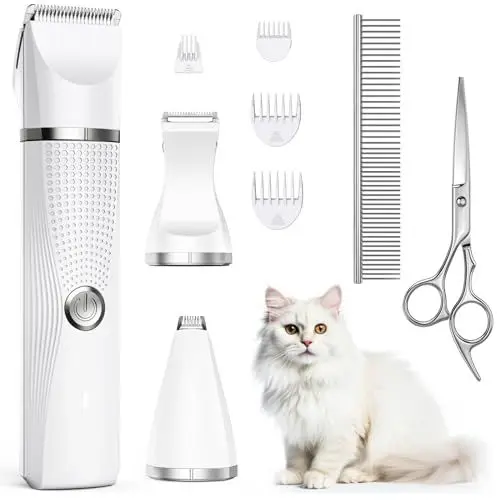 Produktbild: Bautrium Leise Schermaschine Katze Set,Profi Haarschneidemaschine für Katzen Hunde Verfilztes Fell Pfotenhaare mit Pflegeschere & Kamm,USB-C-Aufladung