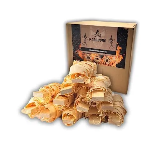 Produktbild: BAVAFIRE FIREBONE - 12x XXL Turbo Öko Anzünder - Anzündholz mit Holzwolle - schnelles Anzünden von Kamin, Grill, Ofen und Feuersschalen - PEFC zertifizerter Grillanzünder & Kaminanzünder