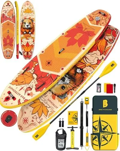 Produktbild: BAX ASTRONAVE Stand Up Paddling Board,335x88x15 Extra Breit Sup Board,Paddle Board Zubehör Con Cam Halterung,Verstellbares Paddel,Finnen,für 2 Personen,bis 200 kg belastba (Rot)