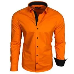 Produktbild: Baxboy Herren-Hemd Langarm/Business Freizeit Hochzeit/Bügelleicht/Slim-Fit/Anzug Kentkragen Hemd B-500, Farbe:Orange_1, Größen:3XL