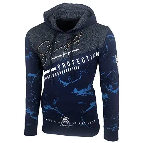 Produktbild: Baxboy Herren Pullover Hoodie Sweatjacke Longsleeve Sweatshirt Jacke Langarm Kapuzenpullover Hoody Sweater 2628, Farbe:Marine, Größe:L