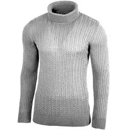 Produktbild: Baxboy Herren Rollkragen Pullover Langarmshirt Feinstrick Sweater Rollkragen Freizeit Slim fit Basic Männer Pullover BB-1732, Farbe:Grau, Größe:L