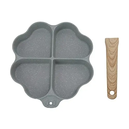 Produktbild: Jwthee Eierpfanne für 4 Tassen, herzförmige Pfannkuchenpfanne, antihaftbeschichtete Eierkocherpfanne, Spiegeleipfanne, Bratpfanne, Aluminium-Omelettpfanne für Gasherd und Induktionsherd (Green)