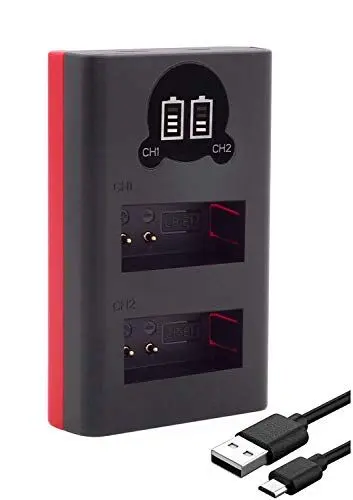 Produktbild: Baxxtar LP-E12 Akku Ladegerät 18752 - Mini Dual LCD - Eingang USB-C und Micro-USB - Kompatibel mit EOS 100D M M10 M50 M100 M200 PowerShot SX70 HS
