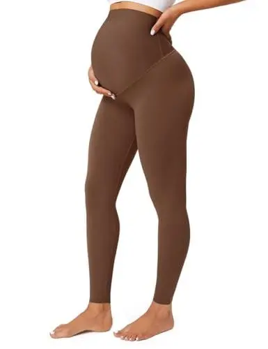 Produktbild: BAYDI Blickdichte Umstandsleggings High Waist Umstandshose Damen Schwangerschaft Leggings Lang Stretch Schwangere Hose Espresso
