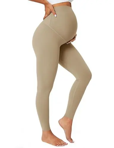 Produktbild: BAYDI Blickdichte Umstandsleggings High Waist Umstandshose Damen Schwangerschaft Leggings Lang Stretch Schwangere Hose Khaki