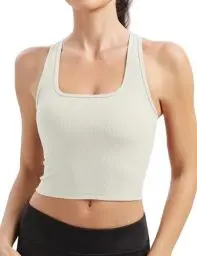 Produktbild: BAYDI Sport BH Damen Gerippt Bustier Ohne Bügel Atmungsaktiv Sport Crop Top Damen mit Abnehmbaren Cups Fitness Lauf Joggen Yoga Bra