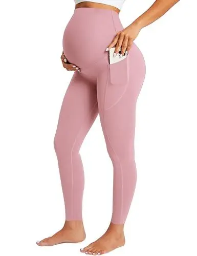 Produktbild: BAYDI Umstandsleggings Damen High Waist Blickdicht Schwangerschaftshose mit Taschen Schwangerschaft Yoga Aktivhose Weich elastisch Umstandsmode