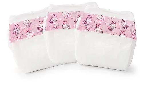 Produktbild: Bayer Design 73099AA Puppenwindeln 3 Stück, mit Muster, Wickelzubehör für Babypuppen, Puppenaccessoires, für Puppen 46 cm