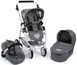 Produktbild: Bayer Chic 2000 637-76 Kombi-Puppenwagen Emotion 3-in-1 All In, Jeans grau