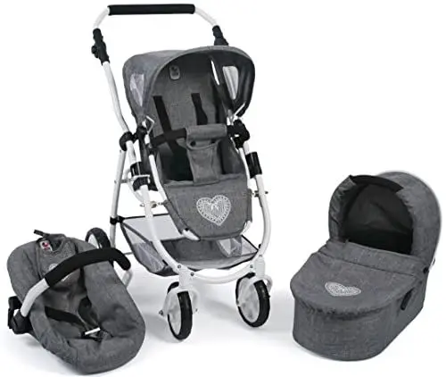 Produktbild: Bayer Chic 2000 637-76 Kombi-Puppenwagen Emotion 3-in-1 All In, Jeans grau