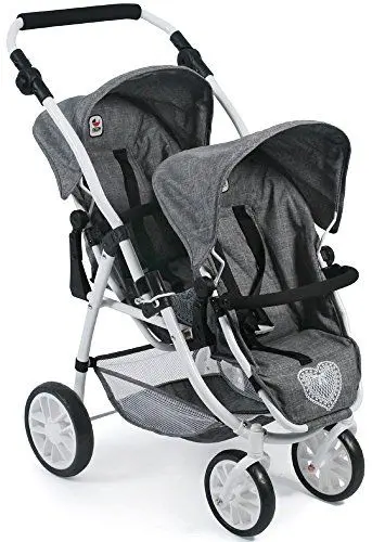 Produktbild: Bayer Chic 2000 68976 Tandem-Buggy Vario - Puppenwagen, Grau (Jeans Gray), 3 bis 7 Jahre alt.