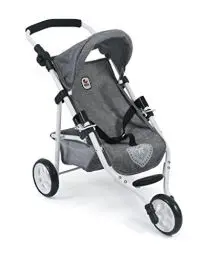 Produktbild: Bayer Chic 2000 - 61276 - Puppenbuggy Lola, Jogging-Buggy, Puppenjogger, Puppenwagen, Jeans grau, 70 x 33 x 62 cm
