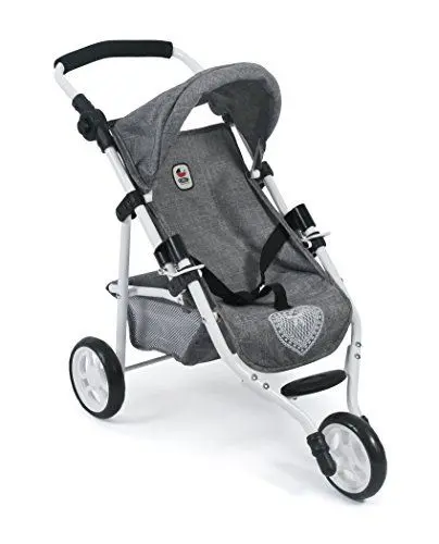 Produktbild: Bayer Chic 2000 - 61276 - Puppenbuggy Lola, Jogging-Buggy, Puppenjogger, Puppenwagen, Jeans grau, 70 x 33 x 62 cm