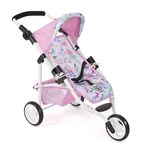Produktbild: Bayer Chic 2000 - Puppenbuggy Lola, Jogging-Buggy, Puppenjogger, Puppenwagen, Flowers, 612-53, Flowers, Rosa, 70 x 33 x 62 cm