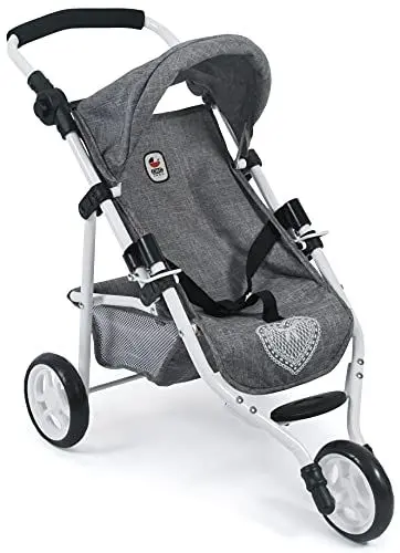 Produktbild: Bayer Chic 2000 - Puppenbuggy Lola, Jogging-Buggy, Puppenjogger, Puppenwagen, Jeans grau, 70 x 33 x 62 cm