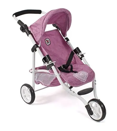 Produktbild: Bayer Chic 2000® Puppenbuggy Lola – Jeans Pink – faltbarer Puppenwagen – Griff höhenverstellbar 33-62 cm – 3-Rad Jogger – Puppen bis 50 cm – 3-6 J.