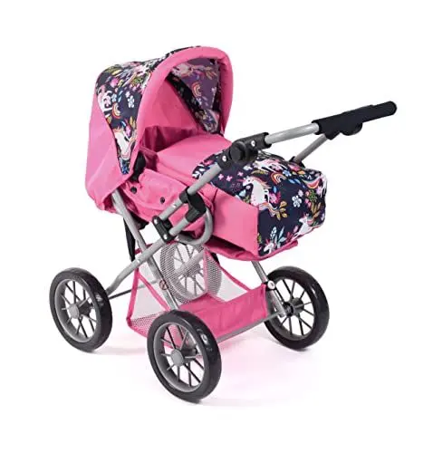 Produktbild: Bayer Chic 2000® 3in1 Kombi Puppenwagen Leni - Einhorn Pink - faltbar, höhenverstellbarer Griff 43-67 cm, Tragetasche – Puppen bis 46 cm, ab 3 J.