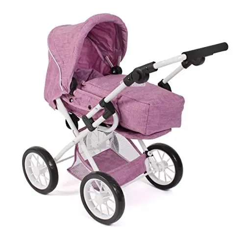 Produktbild: Bayer Chic 2000 - Puppenwagen Leni, 2in1 Kombipuppenwagen mit herausnehmbarer Tragetasche, Jeans pink, 560-62, 64 x 37 x 68 cm