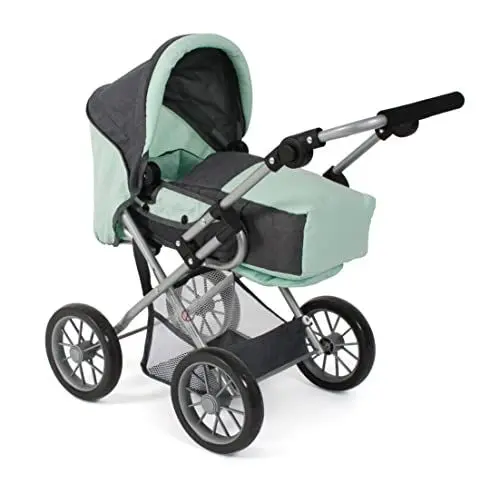 Produktbild: Bayer Chic 2000 - Puppenwagen Leni, 2in1 Kombipuppenwagen mit herausnehmbarer Tragetasche, Melange dunkelgrau, Mint, 560-67