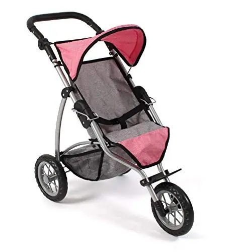 Produktbild: Bayer Chic 2000 - Puppenwagen Leon, Jogging Buggy, Puppenjogger für Kinder von 4 bis 8 Jahren, Melange grau, pink, 75 x 40 x 73.5 cm