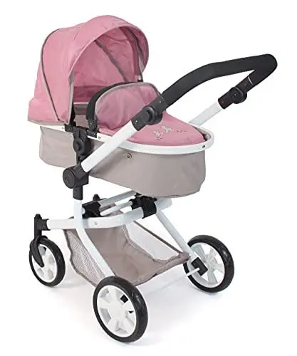Produktbild: Bayer Chic 2000 - Puppenwagen Mika, 2in1 Kombipuppenwagen für Kinder von 4 bis 8 Jahren, Bärchen, rosa, 73 x 41 x 82 cm