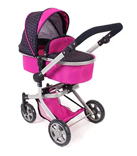 Produktbild: Bayer Chic 2000 - Puppenwagen Mika, 2in1 Kombipuppenwagen für Kinder von 4 bis 8 Jahren, Dots pink