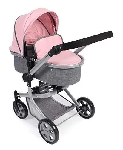 Produktbild: Bayer Chic 2000 - Puppenwagen Mika, 2in1 Kombipuppenwagen für Kinder von 4 bis 8 Jahren, Melange grau-rosa, 73 x 41 x 82 cm