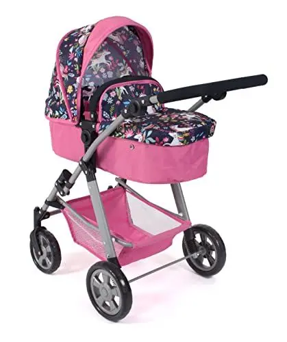Produktbild: Bayer Chic 2000 - Puppenwagen Nele, 2in1 Kombipuppenwagen für Kinder von 4 bis 8 Jahren, Einhorn, Navy-pink, 568-43