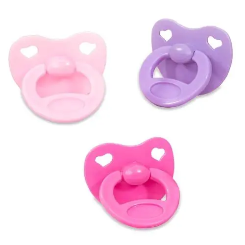 Produktbild: Bayer Design 79104AA Schnuller-Set für Puppen, Schnuller für Puppen, Puppenschnuller, Puppenzubehör, Rosa, Lila, Pink