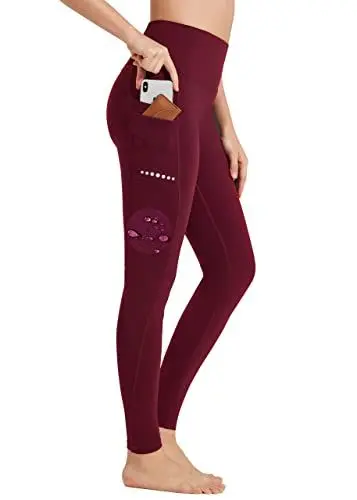 Produktbild: BAYGE Damen Sport Leggings Winter Hohe Taille Fleece Gefüttert Wasserdicht Blickdicht Bauchkontrolle Slim Fit Yogahose Sporthose Sweathose Fitnesshose mit Taschen, Rot, XXL