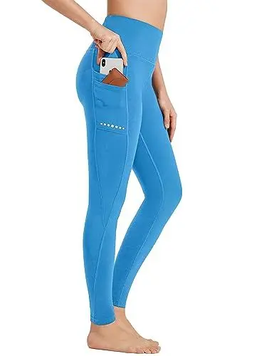Produktbild: BAYGE Damen Thermo Sport Leggings Winter Hohe Taille Fleece Gefüttert Wasserdicht Blickdicht Bauchkontrolle Slim Fit Yogahose Thermo Sporthose Sweathose Fitnesshose mit Taschen, Seablau, M