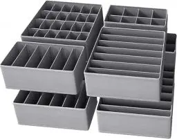 Produktbild: Bazasa 8er Grau Shubladen Organizer Odnungssystem für Kleidershrank Schublade Organizer Schrank Aufbewahrung Box Faltbare Schubladentrenner für Unterwäsche BHS Socken Krawatten Wickelbedarf