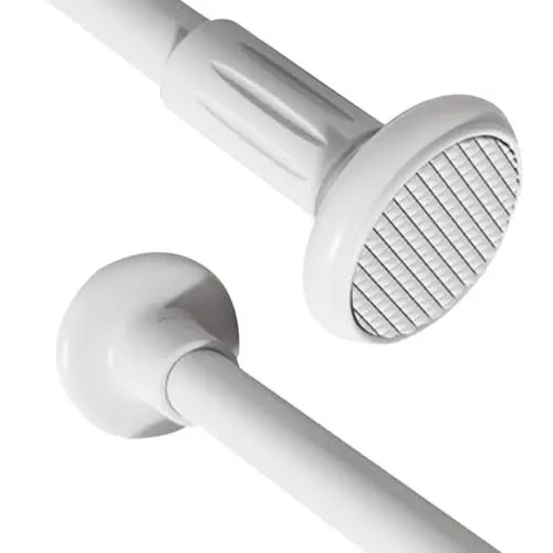 Produktbild: Bazasa 1Stück Teleskopstange Weiß Duschvorhangstange ohne Bohren 70-120cm Ausziehrbare Gardinenstange zum Einkelmmen Curtain Rod No Drill für Fenster, Badezimmer, Kleiderschrank, Schränke,